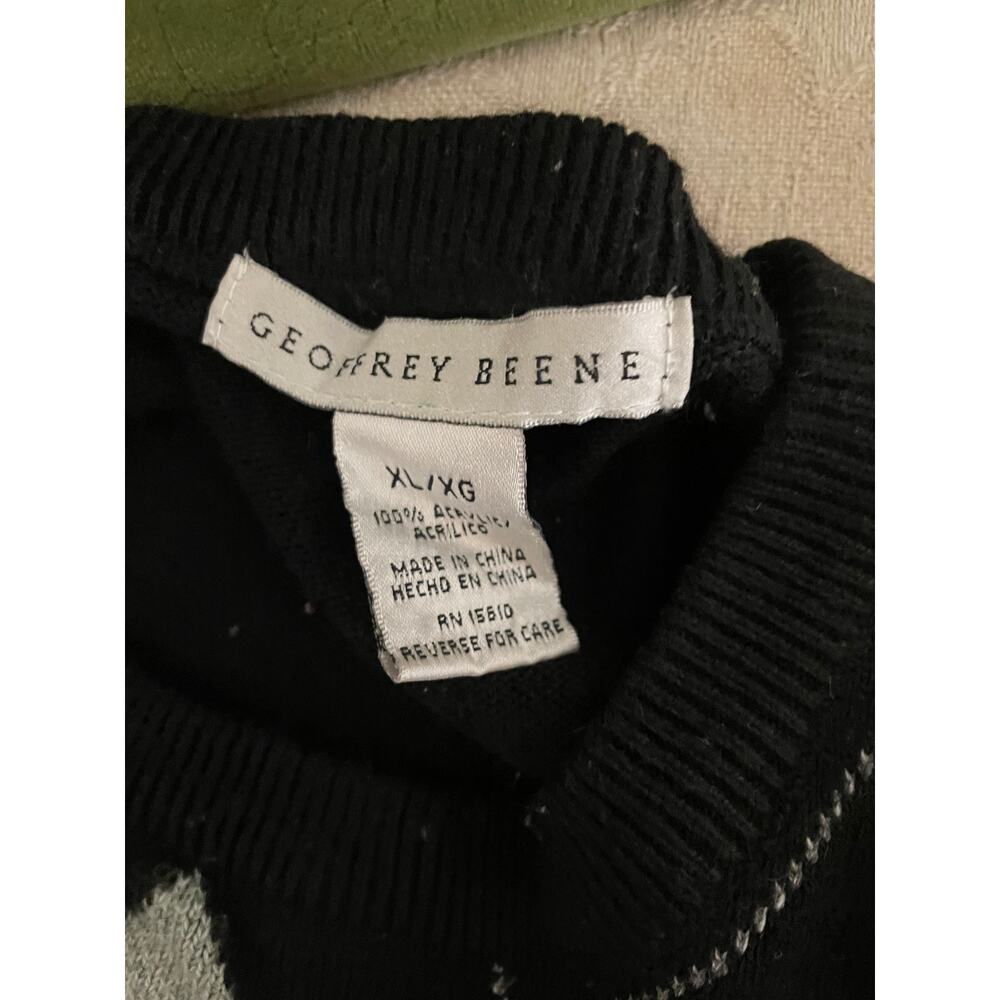 Geoffrey Beene Black Gray Argyle Sweater Women’s XL - Picture 3 of 3